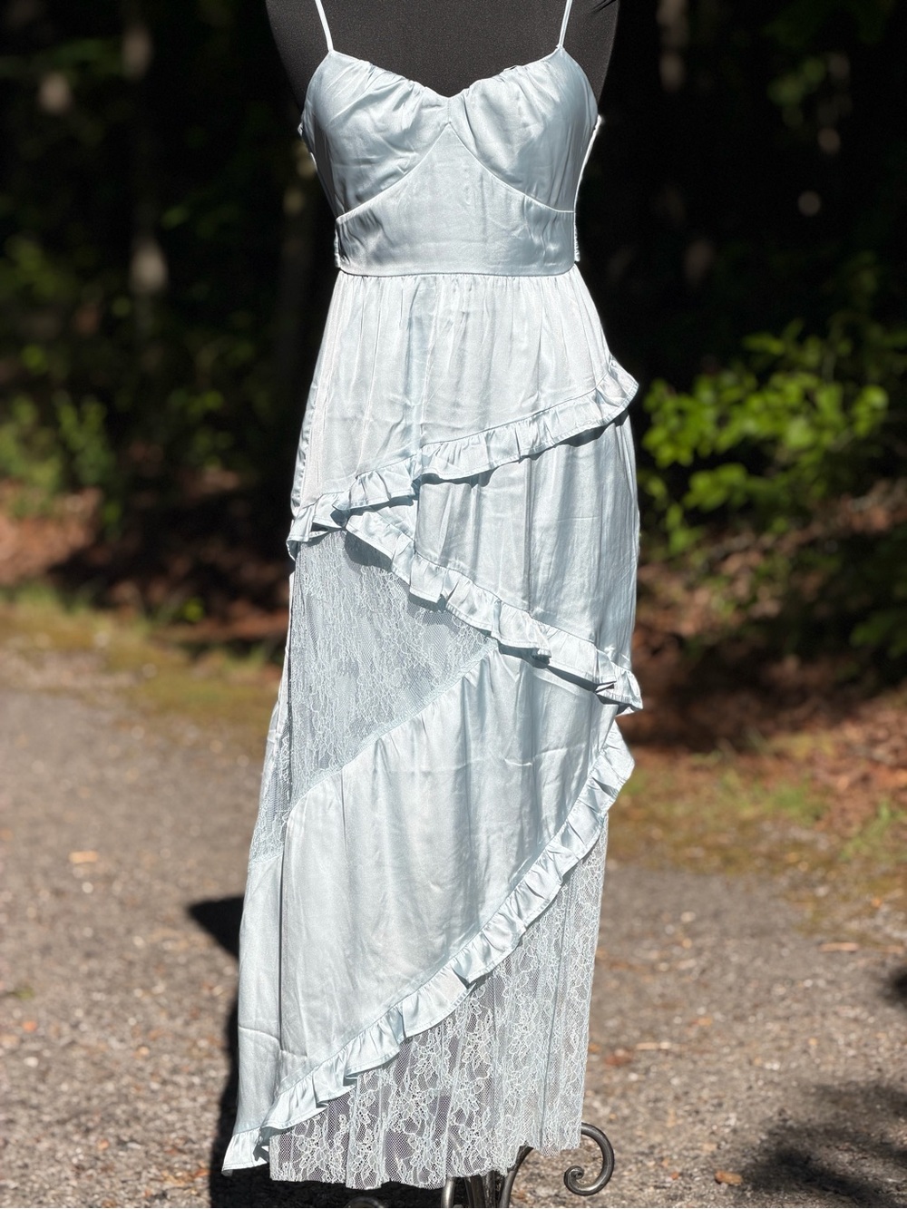 Francesca's Collections Light Blue Ruffled High-Low Maxi Dress - Picture 3 of 8